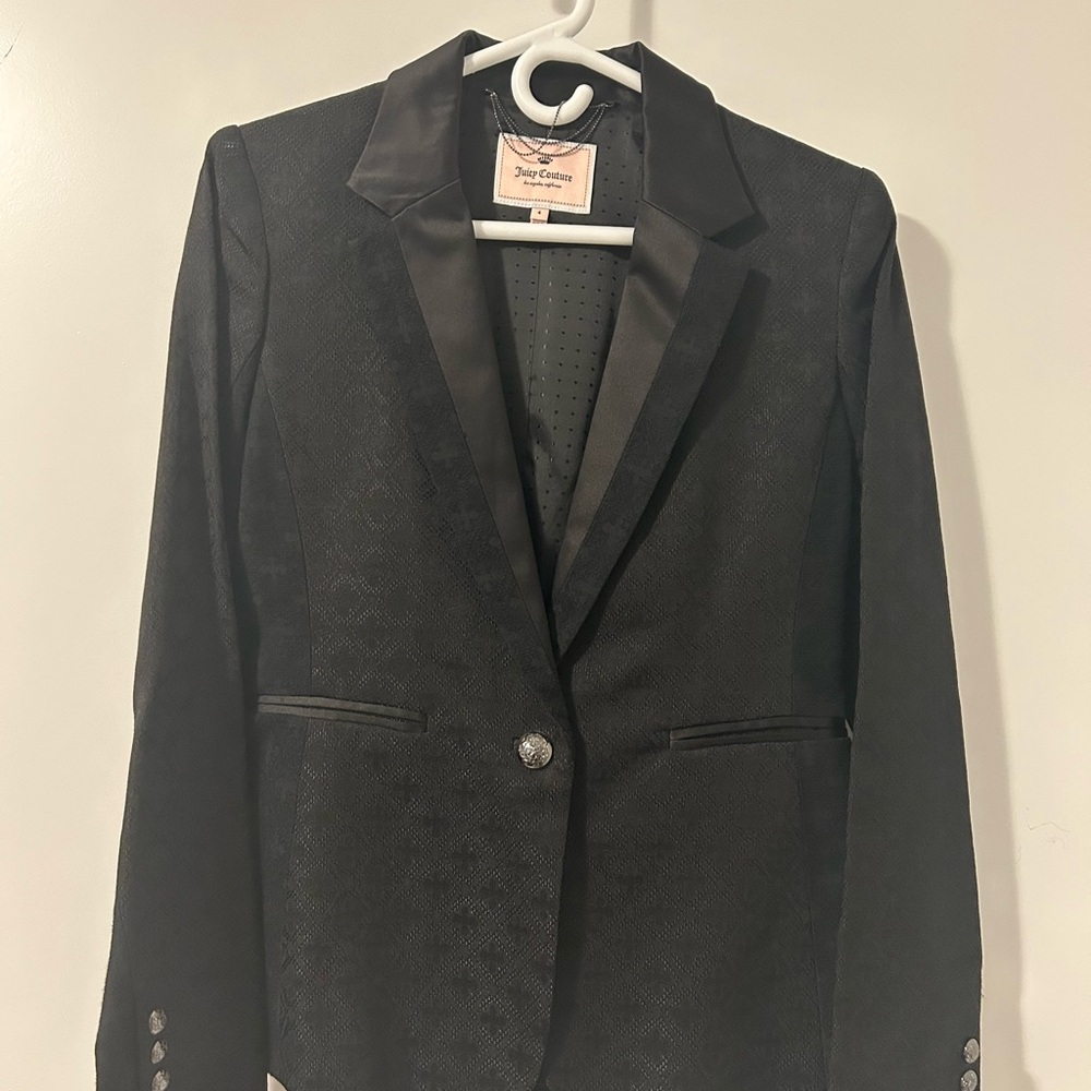 Juicy Couture Black Satin-Trim Blazer